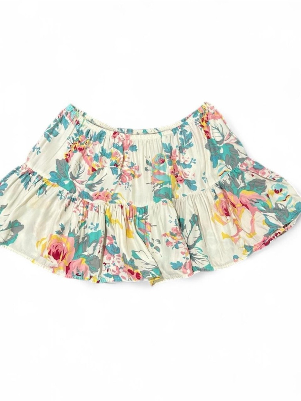Eight Sixty Floral Mini Skirt in Cream, Pink, Teal, Yellow